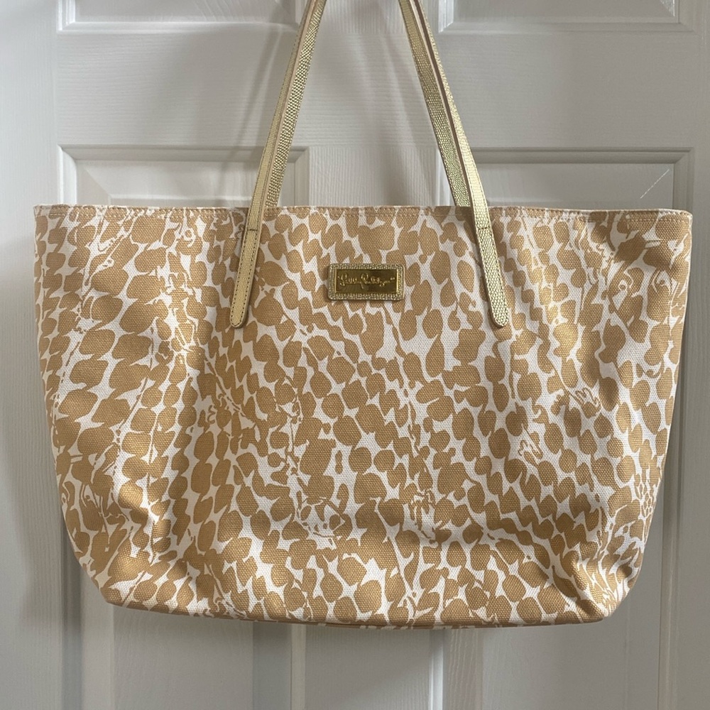 Lilly Pulitzer Tan & Gold Tote Bag